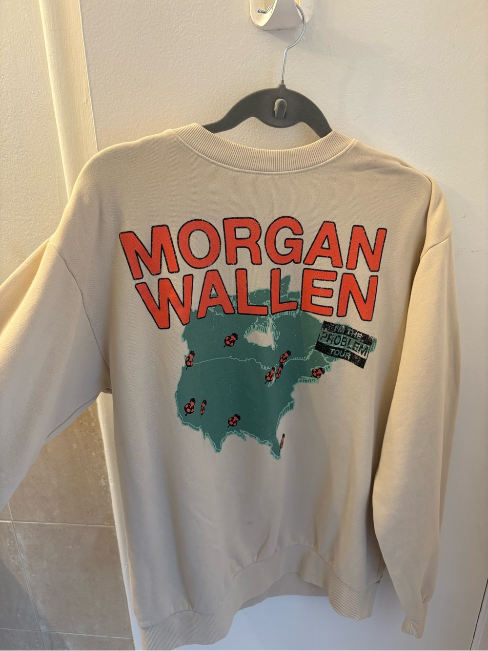Morgan Wallen Tour Sweatshirt - Beige with Green & Red Graphic